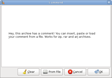 Archive comment dialog