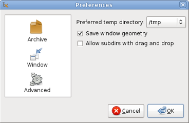 Preferences dialog